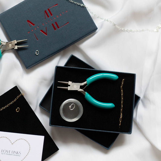 Permanent Bracelet Kit from M.Eliazabeth Jewellery with mini pliers, lock and your choice of chain
