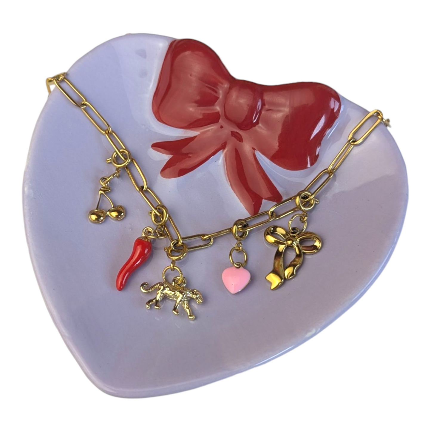 Gold kitch charm necklace