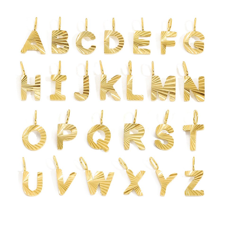 Gold Sunbeam initial charm - M. Elizabeth
