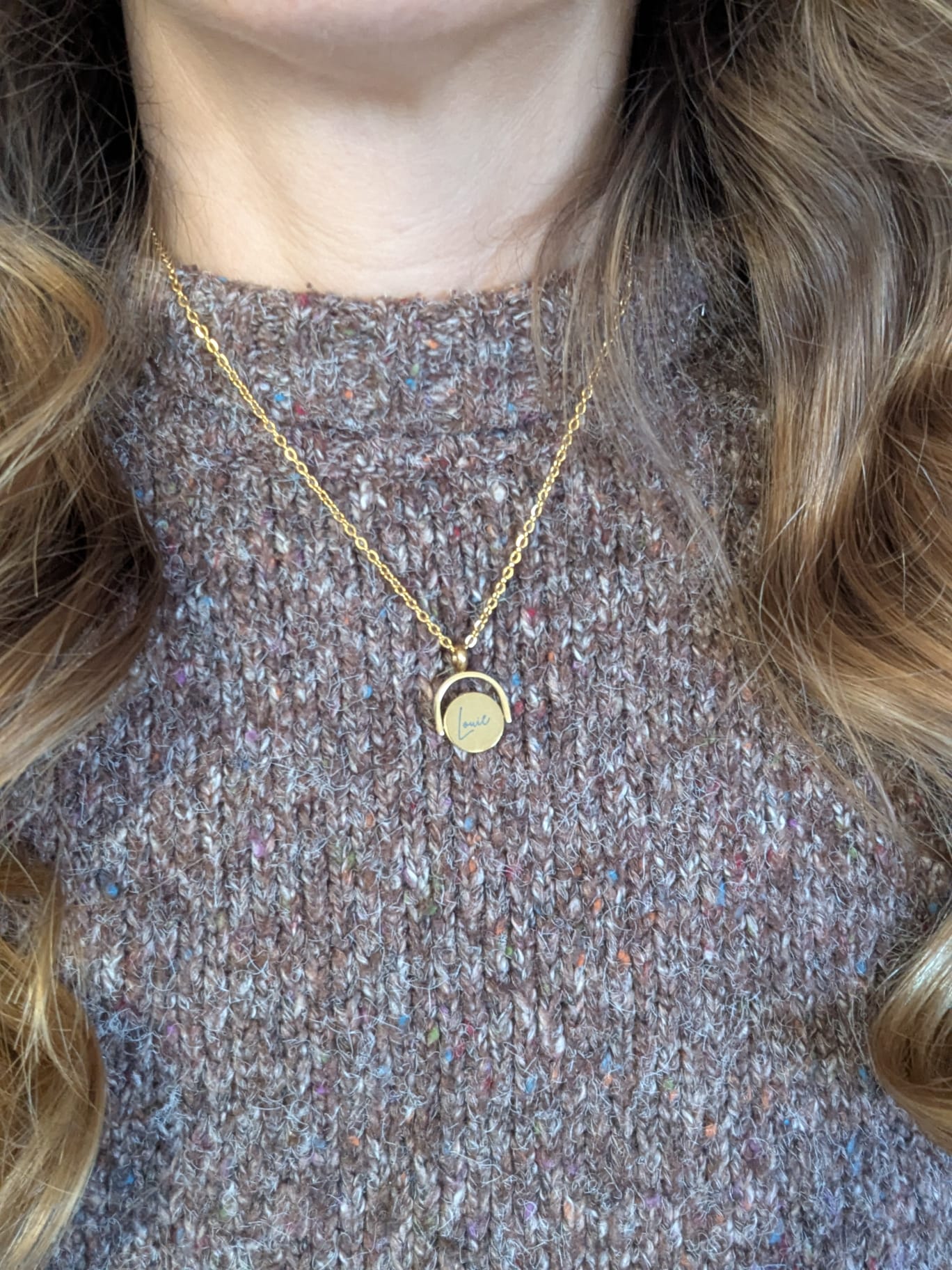 Custom engraved spinner necklace