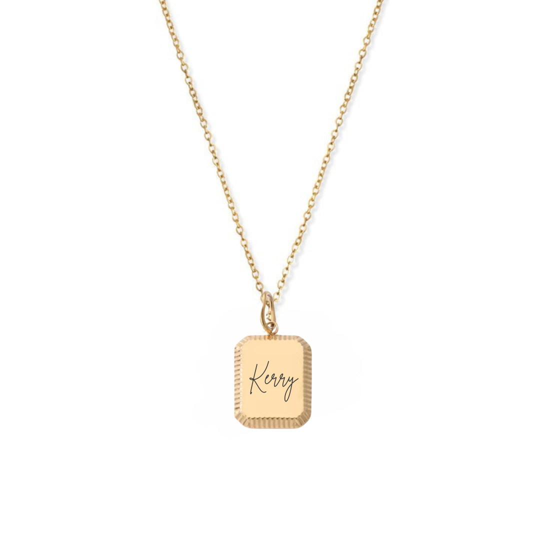 Custom engraved vintage tag necklace