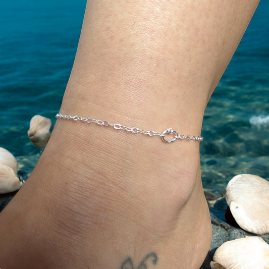 Silver sunbeam cable chain love links permanent anklet kit