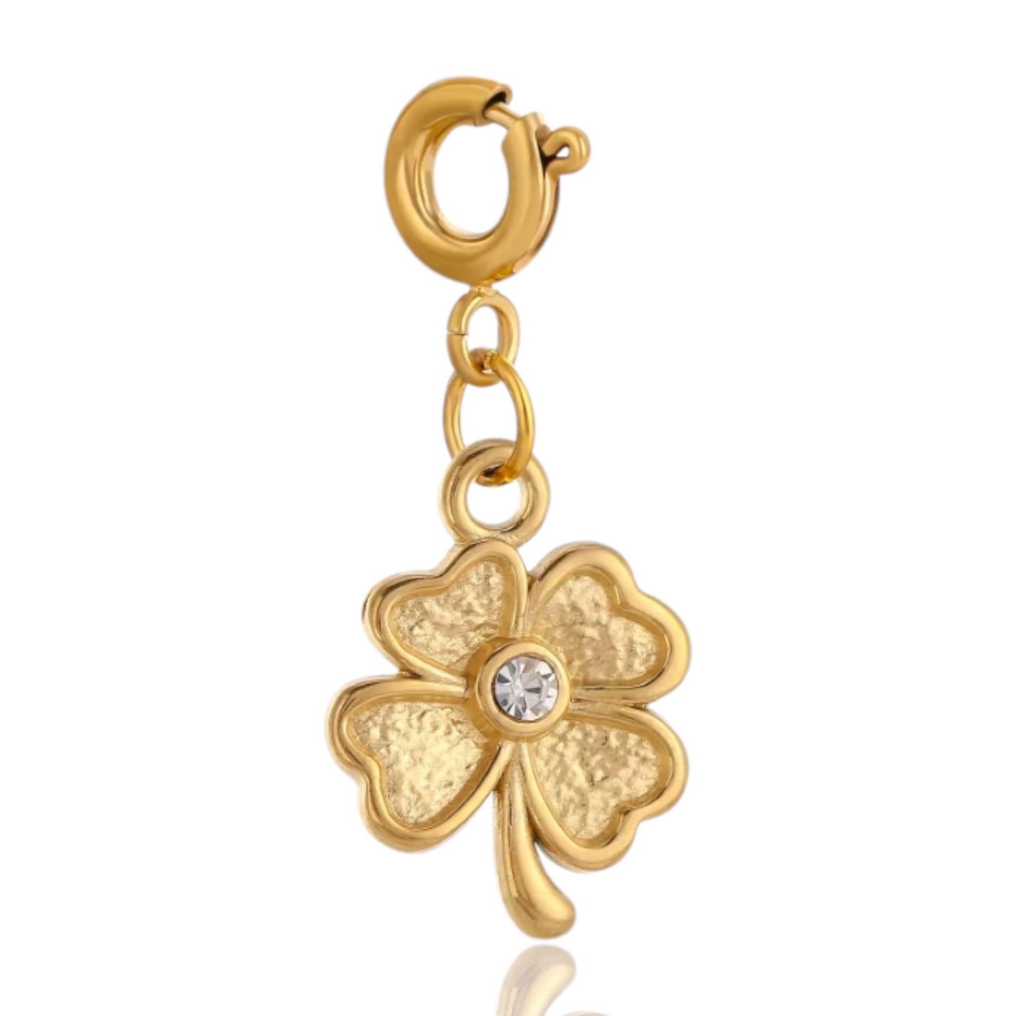Gold four leaf clover charm