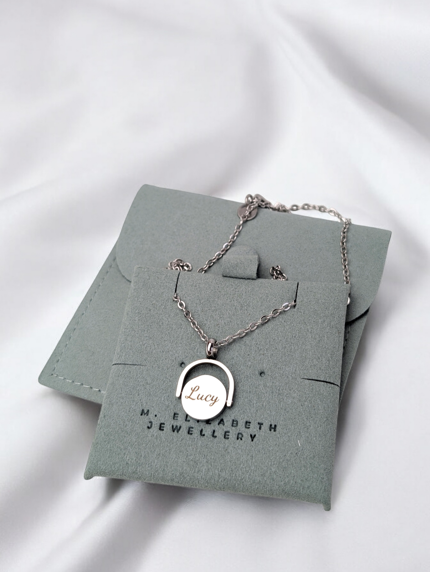Custom engraved spinner necklace