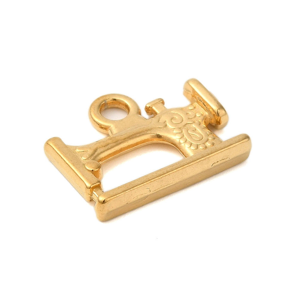 Gold sewing machine charm