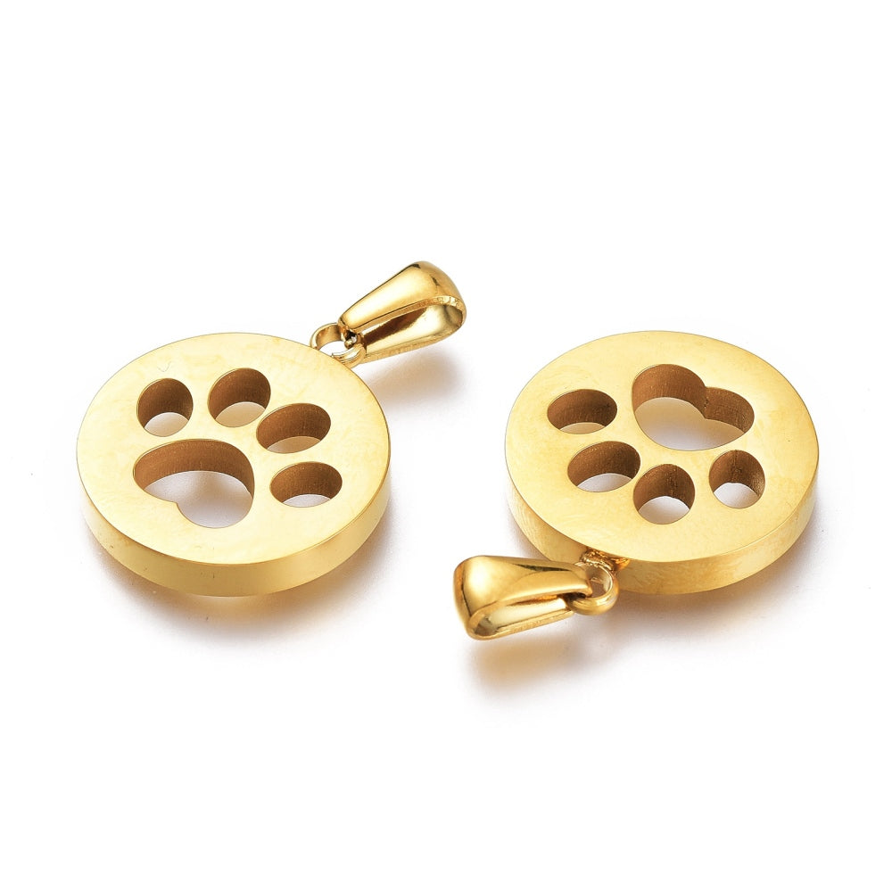 Gold Paw print charm
