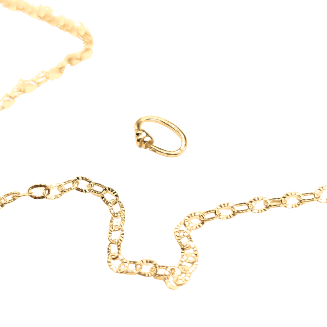 Gold sunbeam cable chain love links permanent bracelet kit
