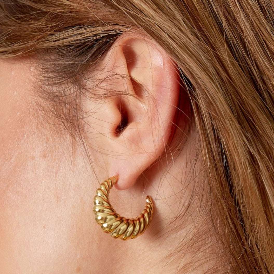 Gold croissant hoop earrings - M. Elizabeth