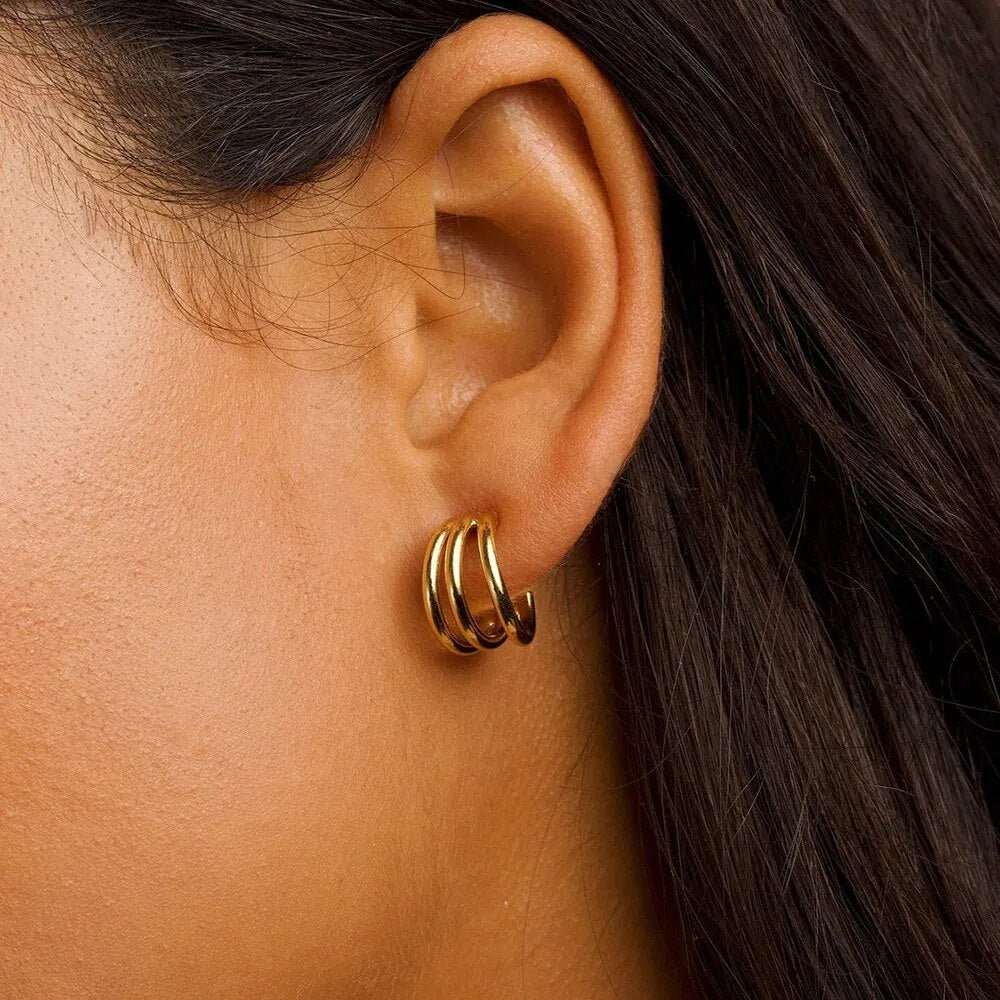 Gold three Hoop Earrings - M. Elizabeth