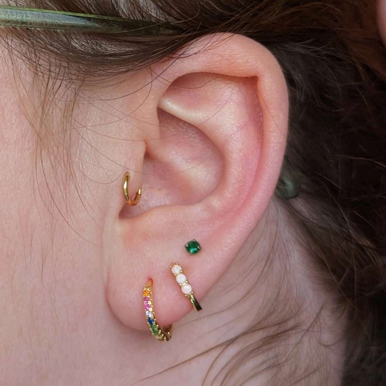 Gold vermeil rainbow huggie hoop earrings - M. Elizabeth