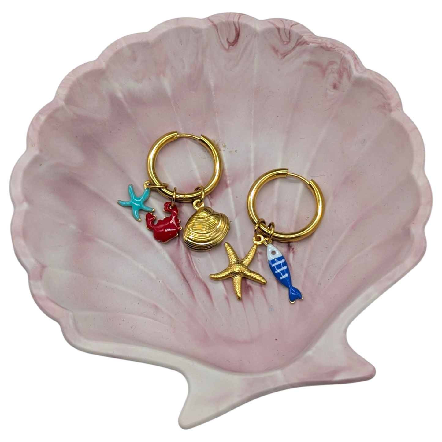 Sea charm gold earrings