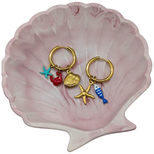 Sea charm gold earrings