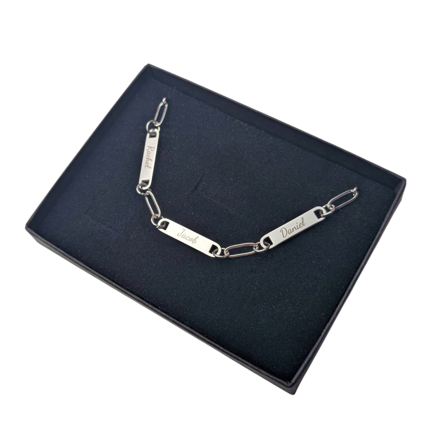 Engraved paperclip name necklace