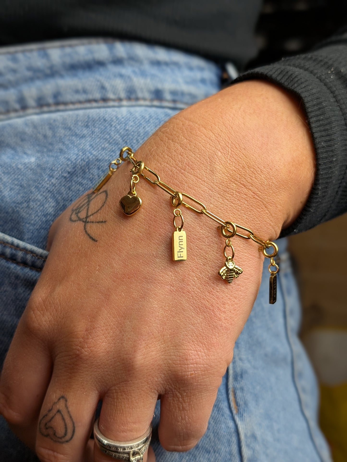 Silver paperclip charm bracelet