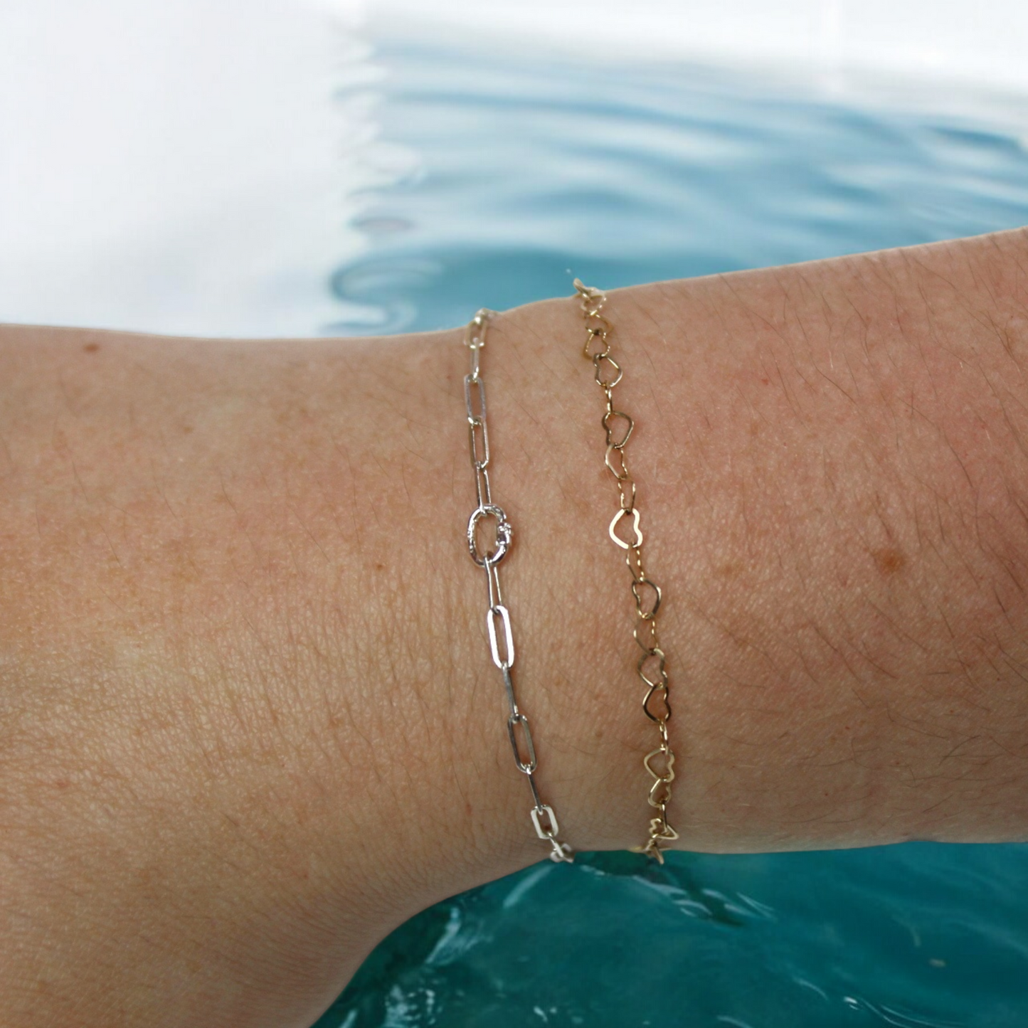 Silver paperclip chain love links permanent bracelet kit