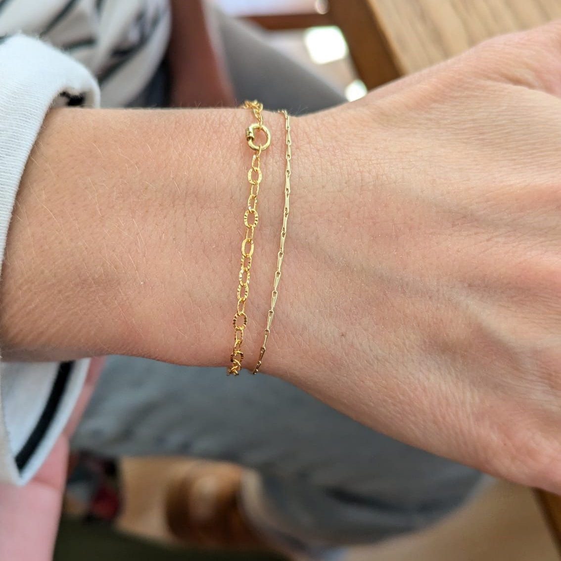 Gold sunbeam cable chain love links permanent bracelet kit