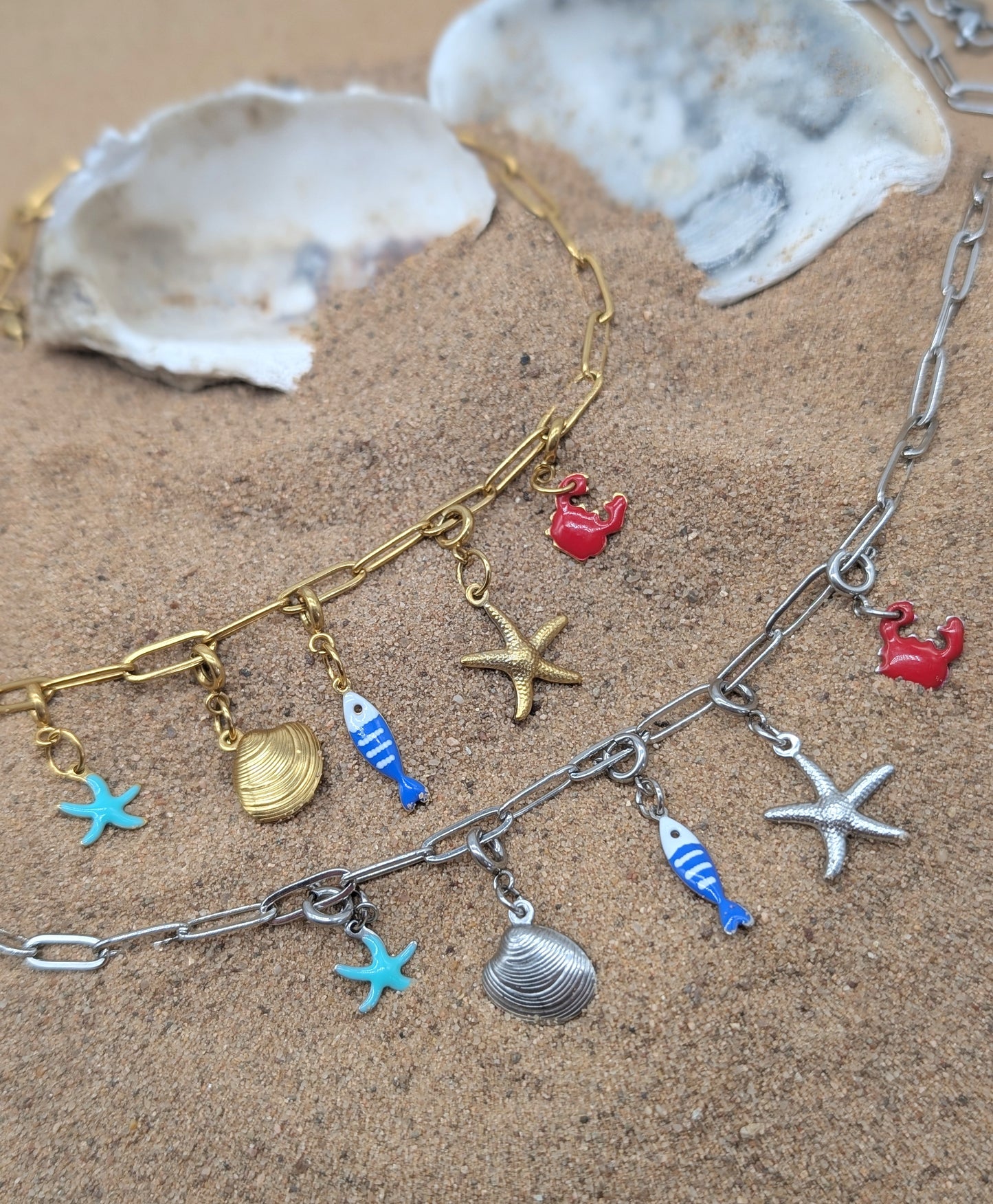 Gold sea charm necklace