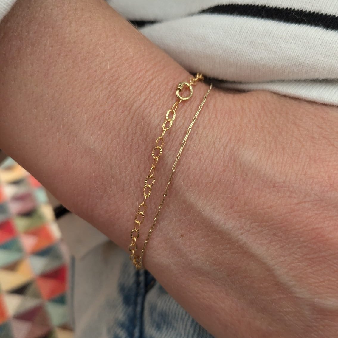 Gold sunbeam cable chain love links permanent bracelet kit