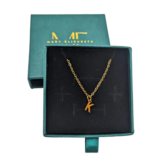 Gold initial letter necklace - M. Elizabeth