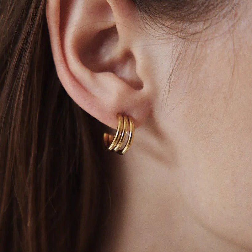 Gold three Hoop Earrings - M. Elizabeth