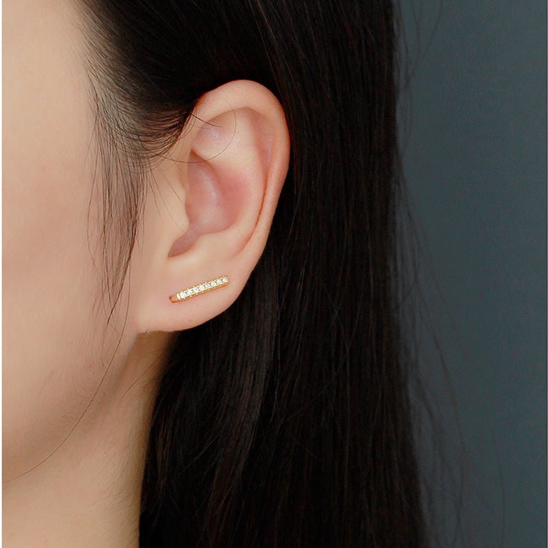 Gold vermeil crystal creeper earrings ear climbers - M. Elizabeth