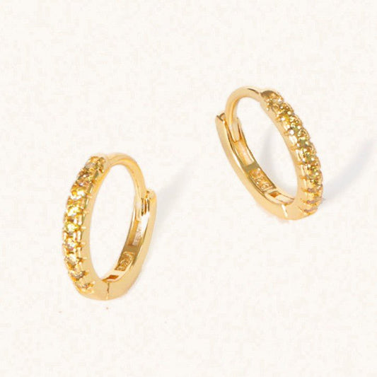 November 18k Gold Vermeil Birthstone Gemstone Huggie Hoop Earrings Citrine - M. Elizabeth