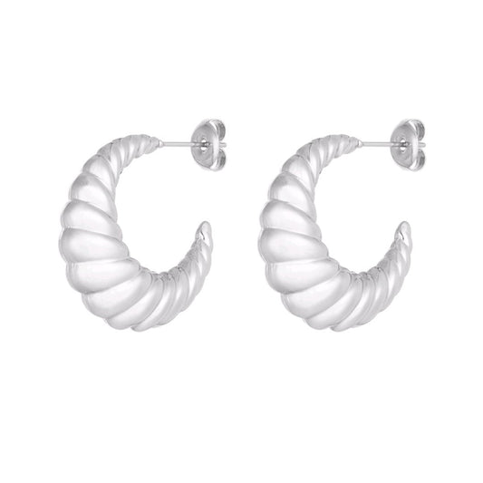 Silver croissant hoop earrings - M. Elizabeth