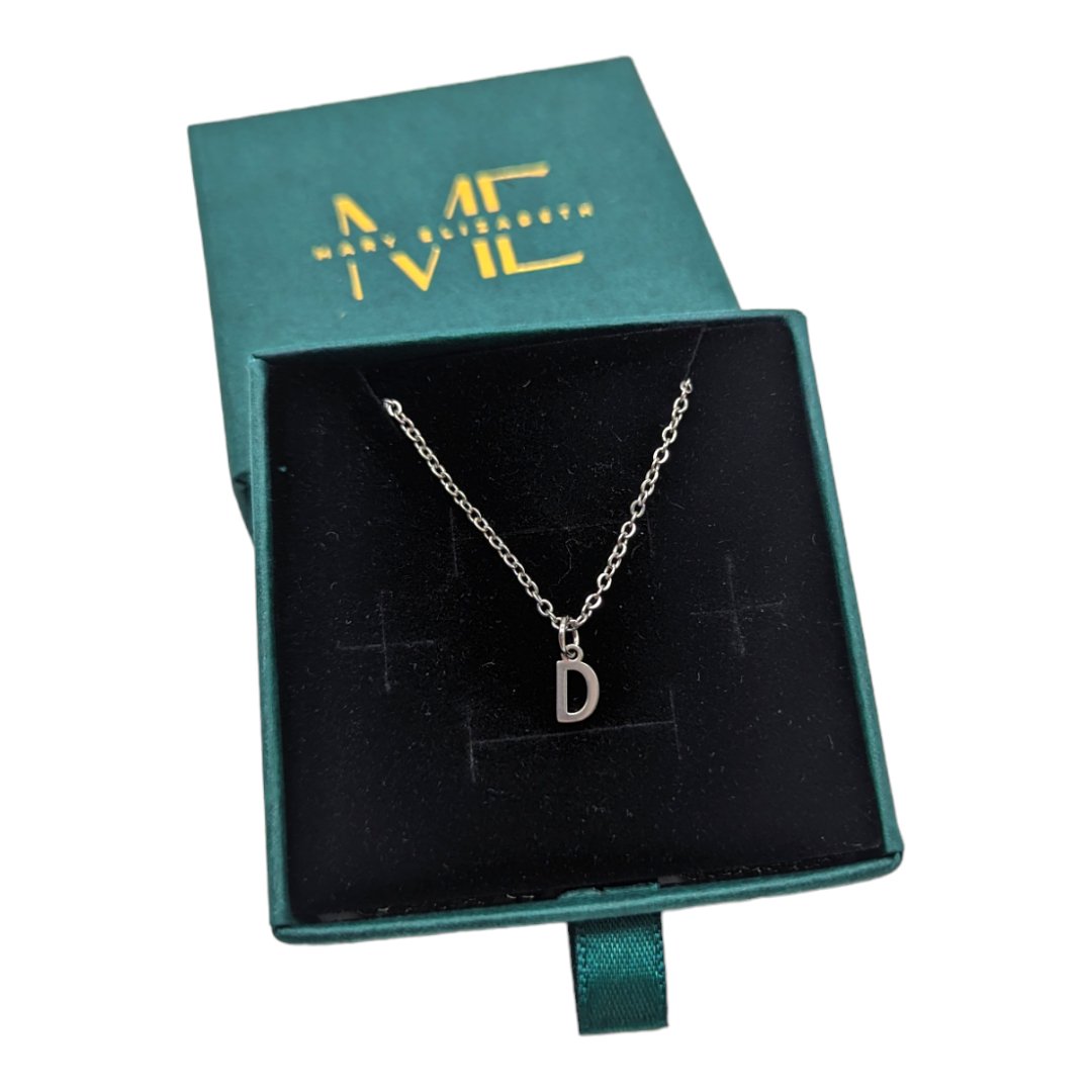 Silver initial letter necklace - M. Elizabeth