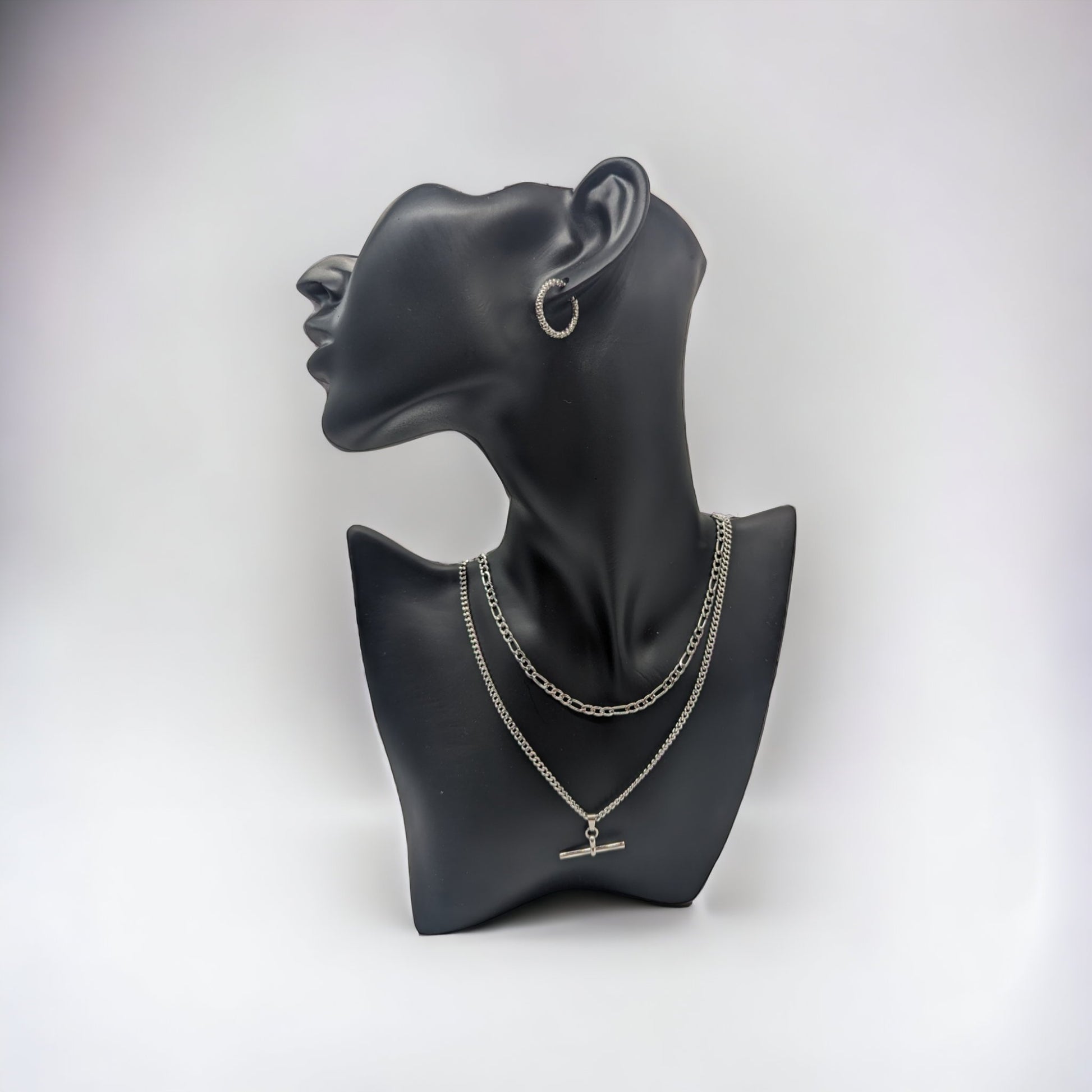 Silver layered T bar chain necklace - M. Elizabeth