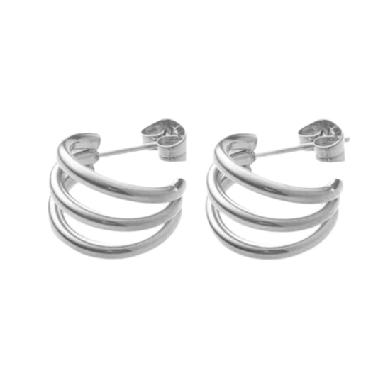 Silver three Hoop Earrings - M. Elizabeth
