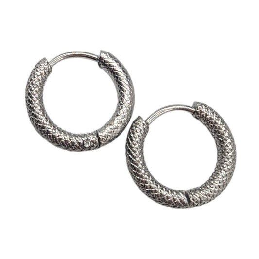 Snakeskin silver hoop earrings - M. Elizabeth