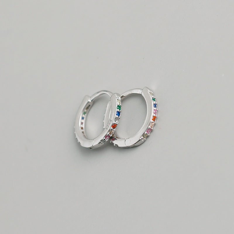 Sterling silver rainbow huggie hoop earrings - M. Elizabeth